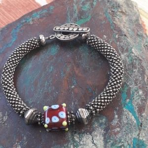 Women's Lampwork and Silvertone Bracelet